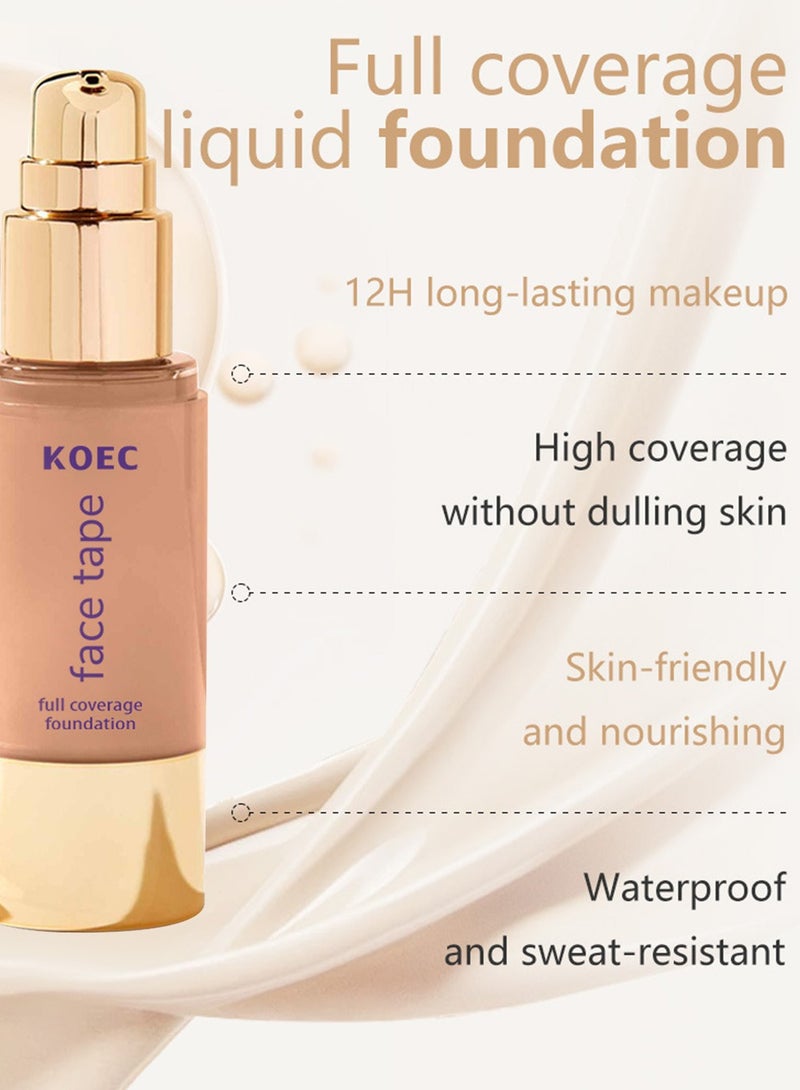 ك أو إي سي كريم أساس فيس تيب بتغطية كاملة، لمسة نهائية غير لامعة ومقاومة للماء، 30 مل، لون فاتح - Image 2