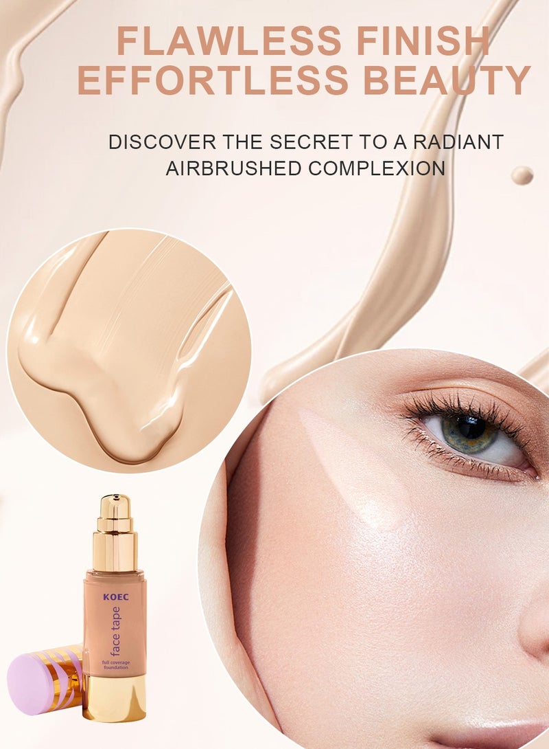 ك أو إي سي كريم أساس فيس تيب بتغطية كاملة، لمسة نهائية غير لامعة ومقاومة للماء، 30 مل، لون فاتح - Image 5