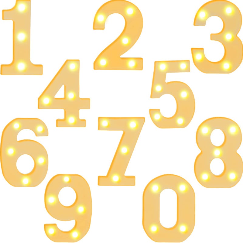Hortsun 10 Pieces Decorative LED Light up Number Letters White Plastic Marquee Number Light up Sign for Night Wedding Party Decor Birthday Christmas Home Bar Decoration - Image 1