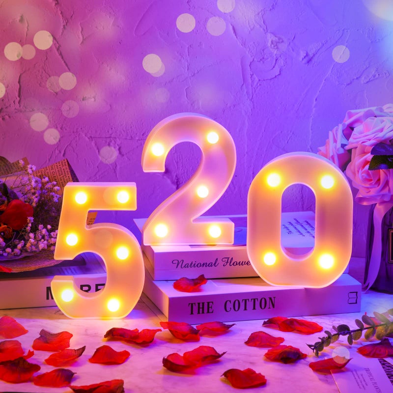 Hortsun 10 Pieces Decorative LED Light up Number Letters White Plastic Marquee Number Light up Sign for Night Wedding Party Decor Birthday Christmas Home Bar Decoration - Image 3