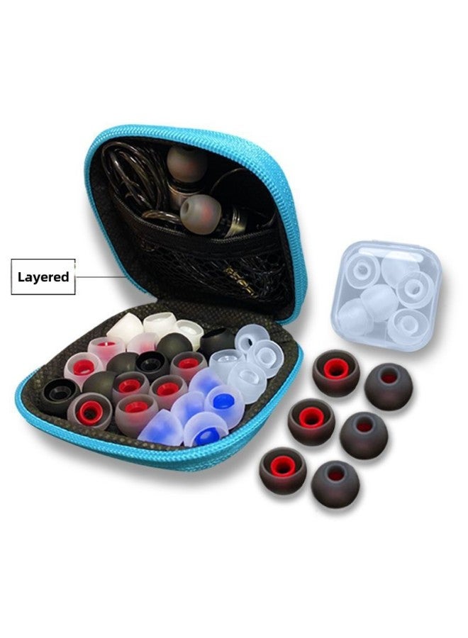 In-ear Earphone Cover Silicone Earphone Plug Cover Soft Ear Cap Earplugs For Xiaomi Oppo Huawei Samsung Beats-Memory Capacity:Pure Black★2 Pieces Each Of Large, Medium And Small 【comes With Storage Box + Blue-edged Headphone Bag】 - Image 5