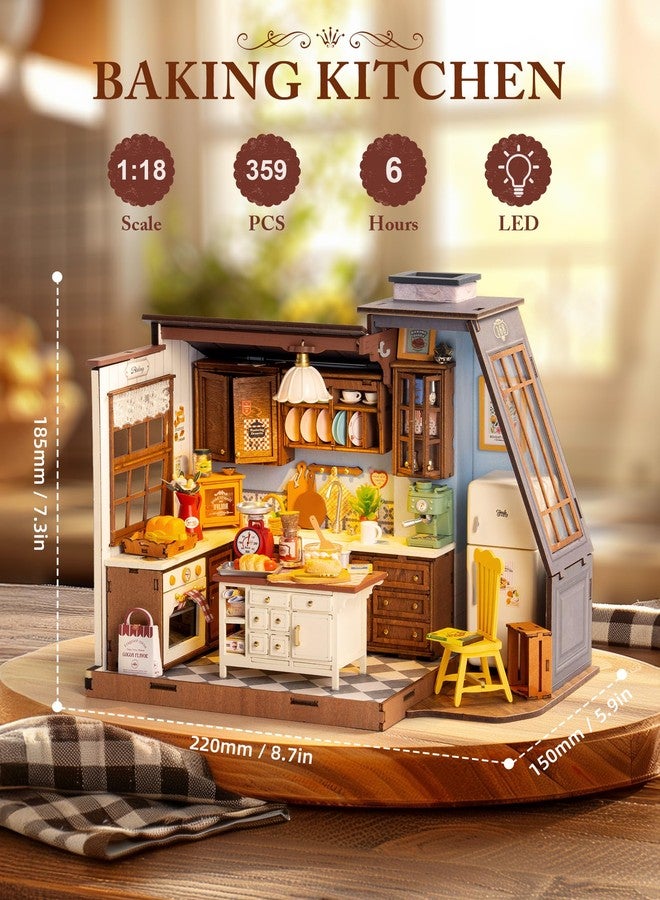 ROBOTIME DIY Miniature House Kit Dollhouse Kit for Adults Mini Tiny House Kit with Furniture Building Model Kit Crafts Creative Gift for Boys Girls (Baking Kitchen) - Image 5