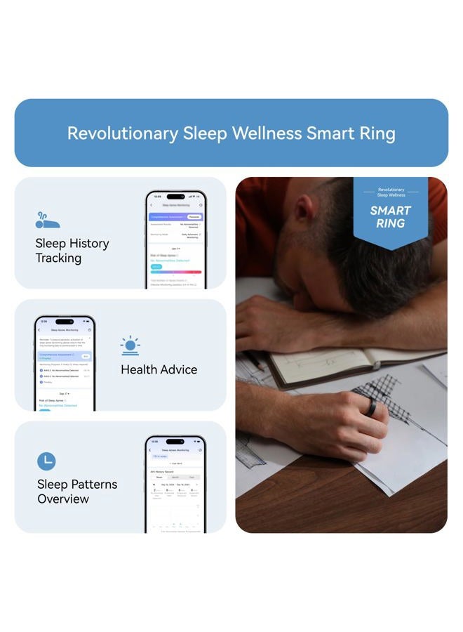 RingConn Gen 2, World's First Smart Ring with Sleep Apnea Monitoring, No APP Subscription, 12-Day Battery Life, Stress/Heart Rate/Women's Health Tracker, Android & iOS Compatible (Black, Size 14) - Image 4