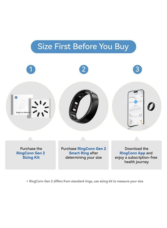RingConn Gen 2, World's First Smart Ring with Sleep Apnea Monitoring, No APP Subscription, 12-Day Battery Life, Stress/Heart Rate/Women's Health Tracker, Android & iOS Compatible (Black, Size 14) - Image 2