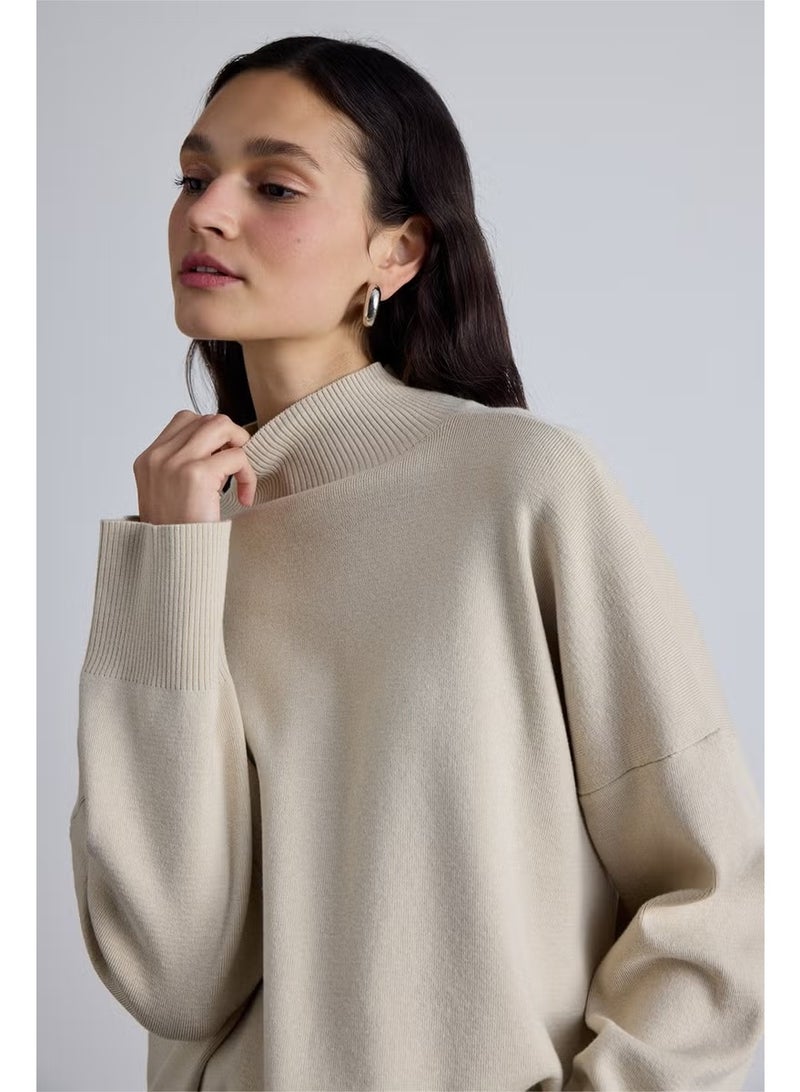 Manuka Oversized High Neck Sweater Beige - Image 5