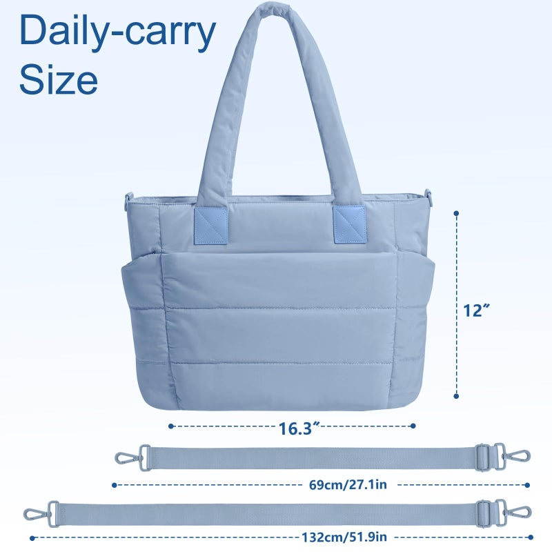 GASSDA Tote Bag for Women Lightweight Puffer Tote Bag Large Nurse Bags Handbag with Pockets Zipper Closure for Work Travel - Image 4