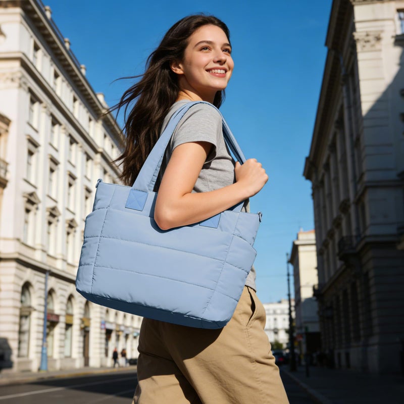 GASSDA Tote Bag for Women Lightweight Puffer Tote Bag Large Nurse Bags Handbag with Pockets Zipper Closure for Work Travel - Image 2