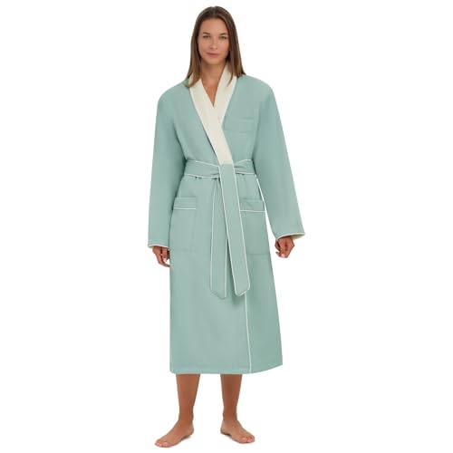 MONARCH Terry Lined Microfiber Hotel Robe for Men and Women – Soft Lightweight Textured Fabric with Classic Design, Generously Sized Hotel & Spa Robe with Pockets – Machine Washable (Sage, Large) - Image 5