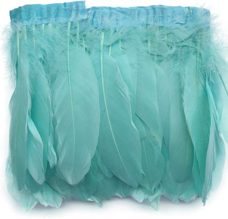 Sowder Duck Goose Feather Trim Fringe 2 Yards (Mint Green) - Image 2