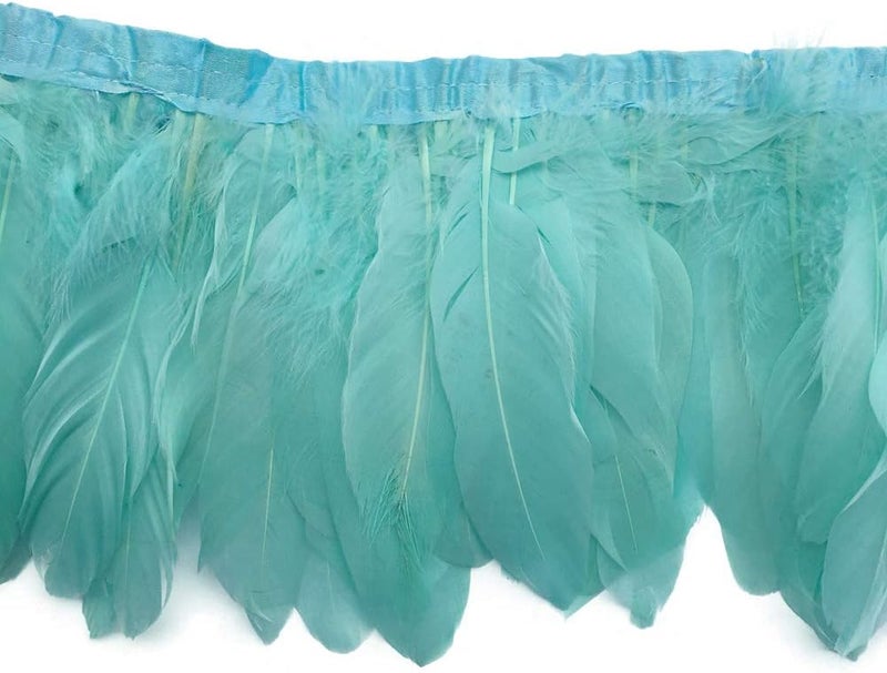 Sowder Duck Goose Feather Trim Fringe 2 Yards (Mint Green) - Image 1