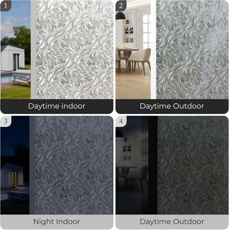 ADD.HERES Window Privacy Film, Removable Static Cling, Stained Glass Decorative Window Film, Vinyl Covering for Home Kitchen Living Room, Ocean Current, 17.3" x 78.7" - Image 5