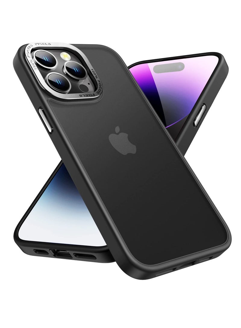 KASTWAVE Designed for iPhone 14 Pro Max Case, Military Grade Drop Protection, Translucent Matte Skin-friendly PC Back, Advanced Metal Camera Protection Ring, Anti-Scratch Anti-Fingerprint (Black, 6.7 Inch) - Image 1