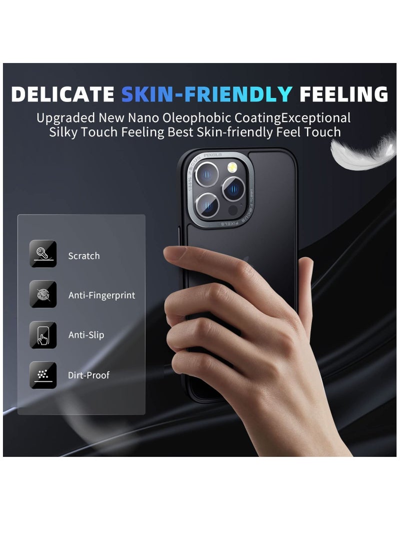 KASTWAVE Designed for iPhone 14 Pro Max Case, Military Grade Drop Protection, Translucent Matte Skin-friendly PC Back, Advanced Metal Camera Protection Ring, Anti-Scratch Anti-Fingerprint (Black, 6.7 Inch) - Image 3