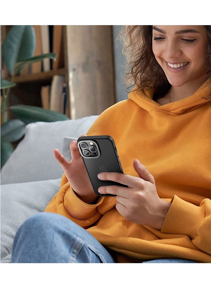 KASTWAVE Designed for iPhone 14 Pro Max Case, Military Grade Drop Protection, Translucent Matte Skin-friendly PC Back, Advanced Metal Camera Protection Ring, Anti-Scratch Anti-Fingerprint (Black, 6.7 Inch) - Image 5