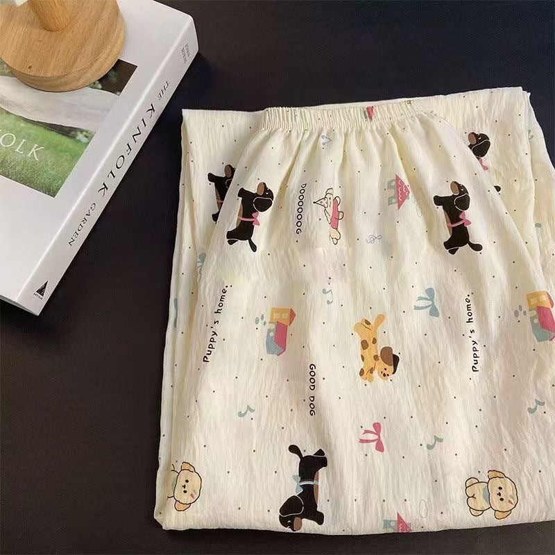 Pajama Pants Womens Summer Cloud Cotton Pants Thin Home Pants Cute Casual Loose Lazy High Waist Wide Leg Walking Pants C034# - Image 3