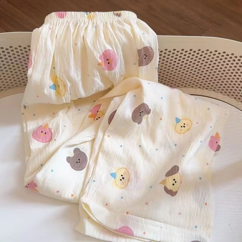 Pajama Pants Womens Summer Cloud Cotton Pants Thin Home Pants Cute Casual Loose Lazy High Waist Wide Leg Walking Pants C034# - Image 4