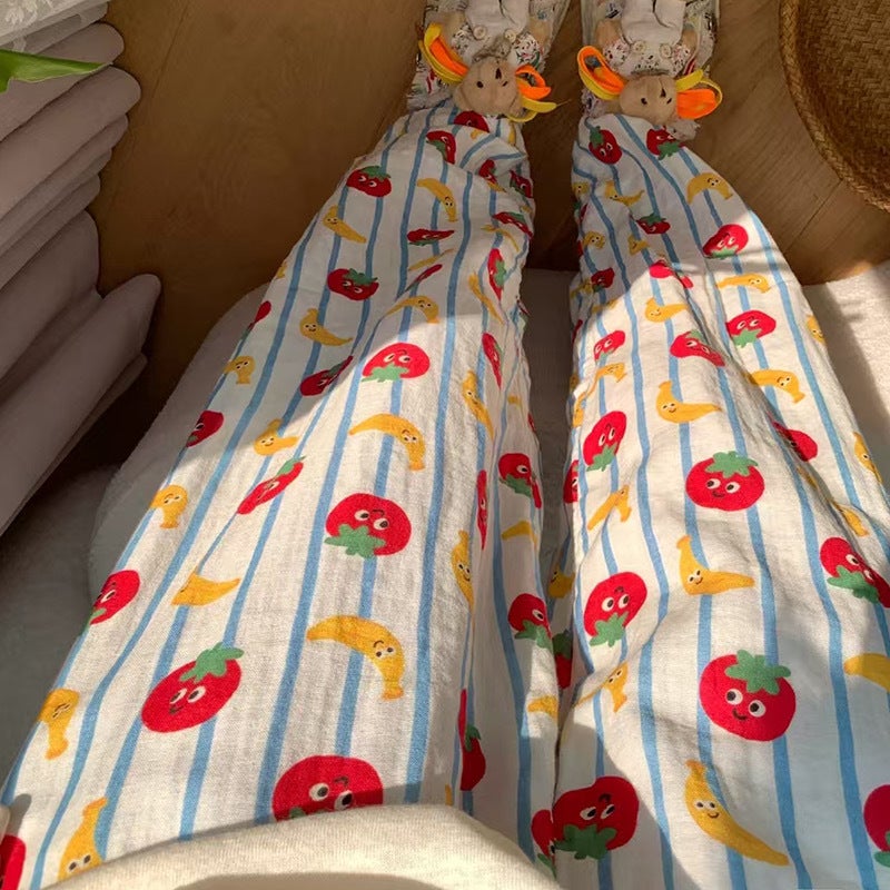 Pajama Pants Womens Summer Cloud Cotton Pants Thin Home Pants Cute Casual Loose Lazy High Waist Wide Leg Walking Pants C034# - Image 5