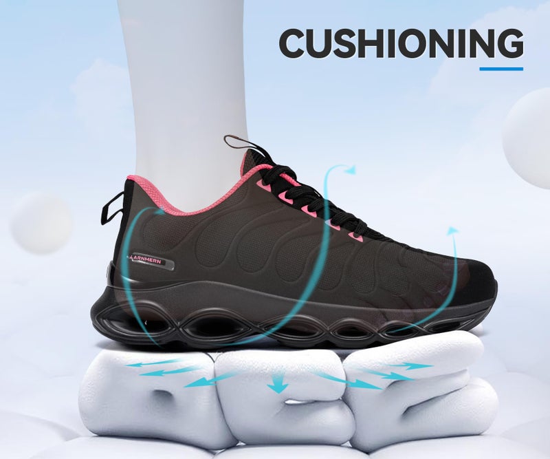 LARNMERN Steel Toe Shoes for Women Lightweight Safety Shoes Sneakers Comfortable Steel Toe Sneakers Work Colorful Breathable Fashionable Footwear (6, Dark Rose) - Image 5