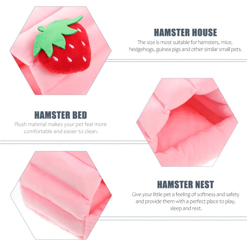 Plush Pink Hamster Warm Nest Cotton Sleeping Bed Small Animal Rest House For Winter - Image 4