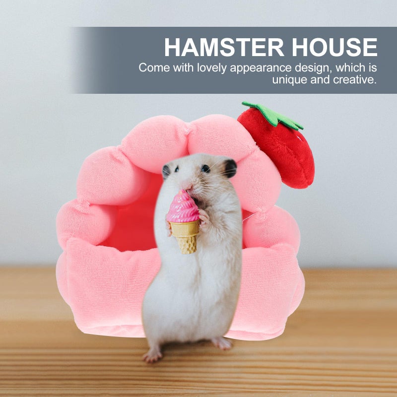 Plush Pink Hamster Warm Nest Cotton Sleeping Bed Small Animal Rest House For Winter - Image 5