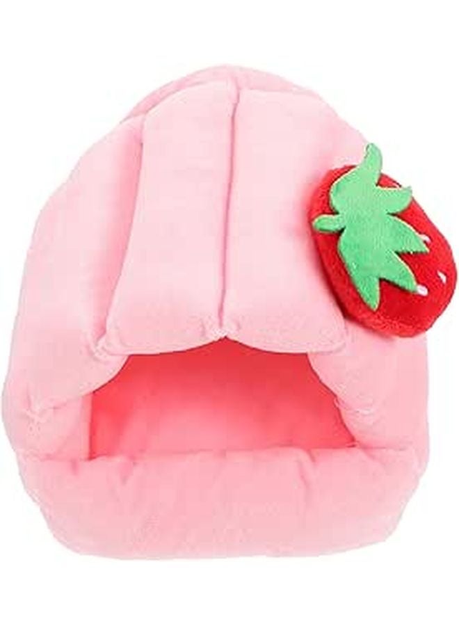 Plush Pink Hamster Warm Nest Cotton Sleeping Bed Small Animal Rest House For Winter - Image 1