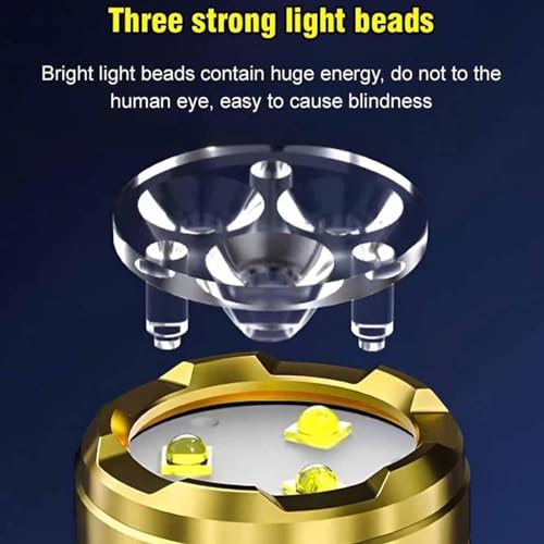 HABOHUSE German Three-Eyed Monster Mini Flash Super Power Flashlight, Thumb Flashlight Flashlights, Multi-Functional Pen Clip Light Steel High Lumen Rechargeable Waterproof (2Pcs-a) - Image 4