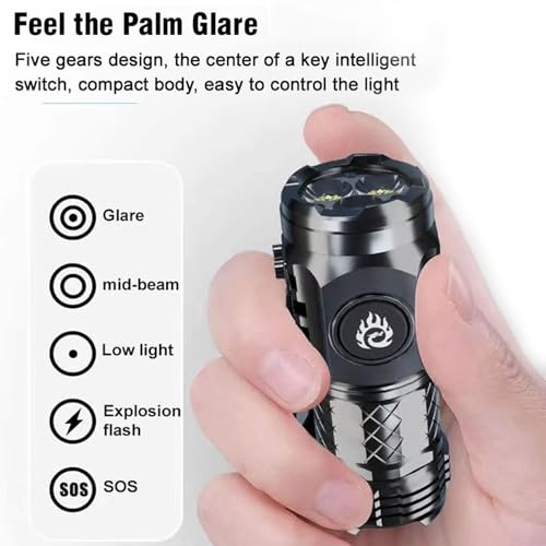 HABOHUSE German Three-Eyed Monster Mini Flash Super Power Flashlight, Thumb Flashlight Flashlights, Multi-Functional Pen Clip Light Steel High Lumen Rechargeable Waterproof (2Pcs-a) - Image 5