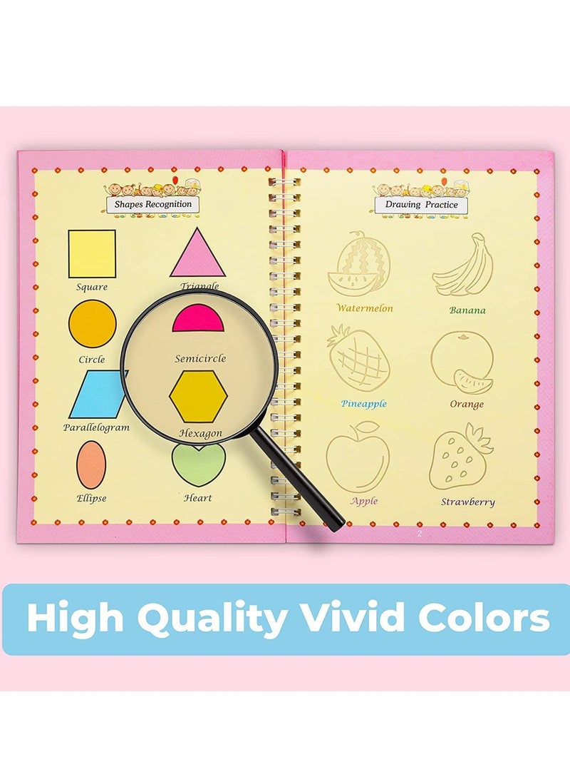 Generic - Magic Practice Books for Handwriting with Magic Pen and 8 Refills, Practice Copybook for kids, Reusable practice copybook, Fun Drawing, number tracing for kids 3-5, Practice Copybook for 6 year 4 PCS - Image 1