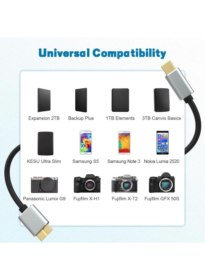 5FT USB-C to USB 3.0 Micro-B Cable – High-Speed Data Transfer for Cameras and External Hard Drives - Image 5