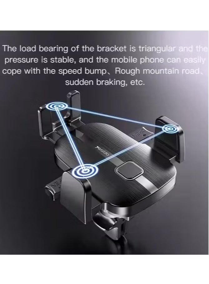 Yesido C162 360° Rotating Car Phone Holder – Gravity Reaction Universal Air Vent Mount – Secure Fit for iPhone, Android, GPS, and More – Adjustable, Hands-Free, Easy Installation – Black - Image 3