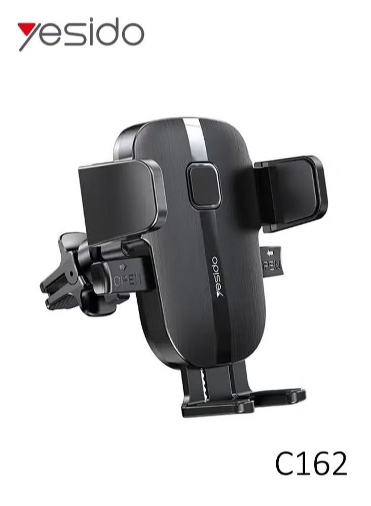 Yesido C162 360° Rotating Car Phone Holder – Gravity Reaction Universal Air Vent Mount – Secure Fit for iPhone, Android, GPS, and More – Adjustable, Hands-Free, Easy Installation – Black - Image 1
