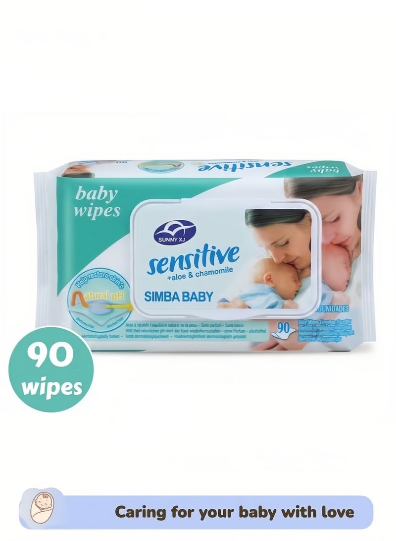 99% Water Wipes, 90 Wipes Baby Wet Wipes , Alcohol Free, Paraben Free, Soft u0026 Strong Baby Wet Wipes with Resealable Lid Multi Purpose Cleaning Unscented Wet Wipes - Image 1