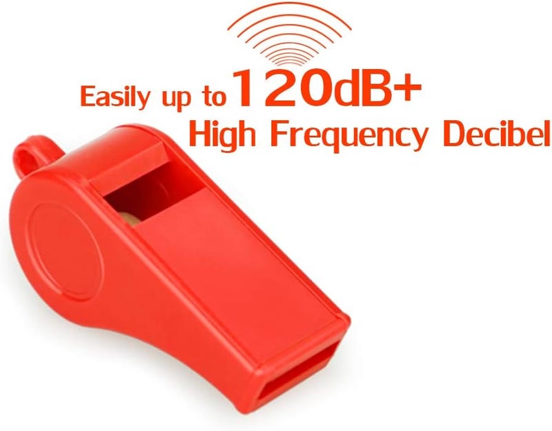 Hipat Red Emergency Whistles with Lanyard, Loud Crisp Sound Plastic Whistles Bulk Ideal for Outdoor Sport，Lifesaving，and Officials - Image 2