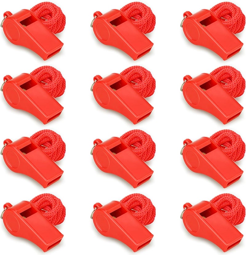 Hipat Red Emergency Whistles with Lanyard, Loud Crisp Sound Plastic Whistles Bulk Ideal for Outdoor Sport，Lifesaving，and Officials - Image 1