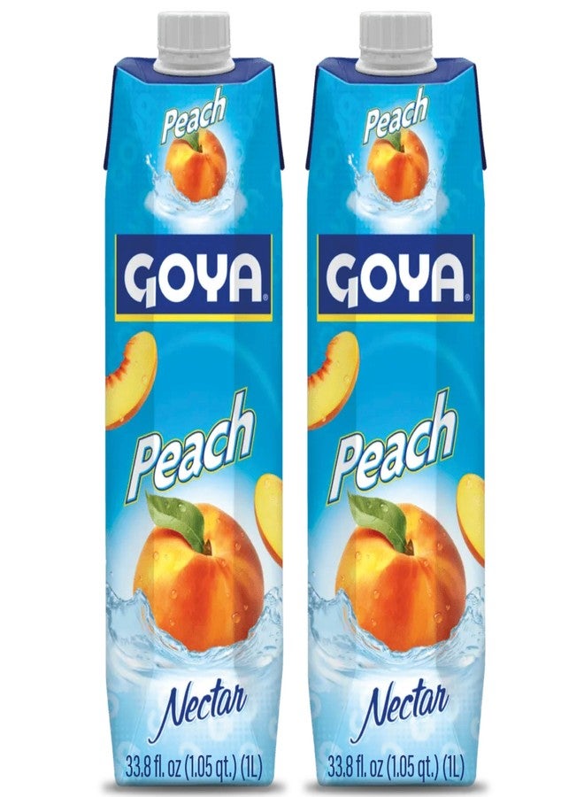Goya Peach Nectar Juice, Pack of 2 (33.8 oz Bottles) Sweet and Juicy Tropical Drink, Perfect for Smoothies, Cocktails, Mocktails and Everyday Refreshment - Image 1