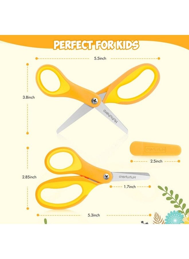 Huhuhero - Kids Scissors 5 Small Safety Scissors Bulk Blunt Tip Toddler Scissors 4Pcs Preschool Children Scissors With Cover Small Scissors For School Kid Craft Art Supplies Assorted Colors - Image 1