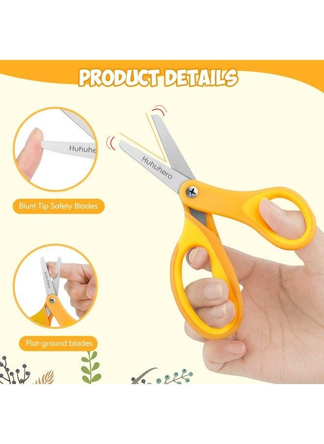 Huhuhero - Kids Scissors 5 Small Safety Scissors Bulk Blunt Tip Toddler Scissors 4Pcs Preschool Children Scissors With Cover Small Scissors For School Kid Craft Art Supplies Assorted Colors - Image 1