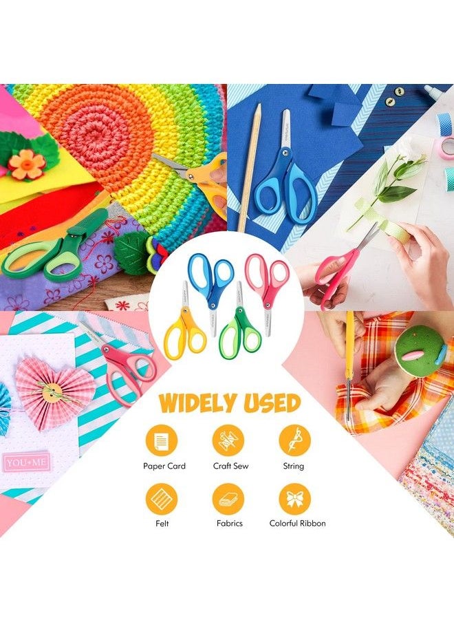 Huhuhero - Kids Scissors 5 Small Safety Scissors Bulk Blunt Tip Toddler Scissors 4Pcs Preschool Children Scissors With Cover Small Scissors For School Kid Craft Art Supplies Assorted Colors - Image 1