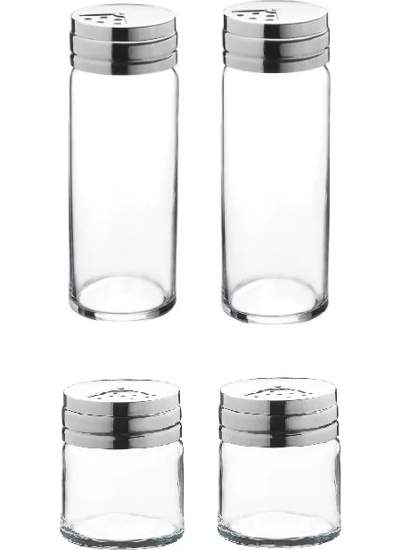 Paşabahçe Basic 4 Piece Salt Shaker-Pepper Shaker-Spice Shaker Set