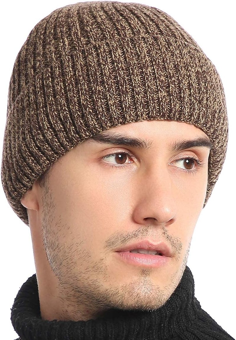 Vgogfly Lined Men Beanie Slouchy Knit Skull Cap Warm Stocking Hats Guys Women Striped Winter Beanie Hat - Image 3
