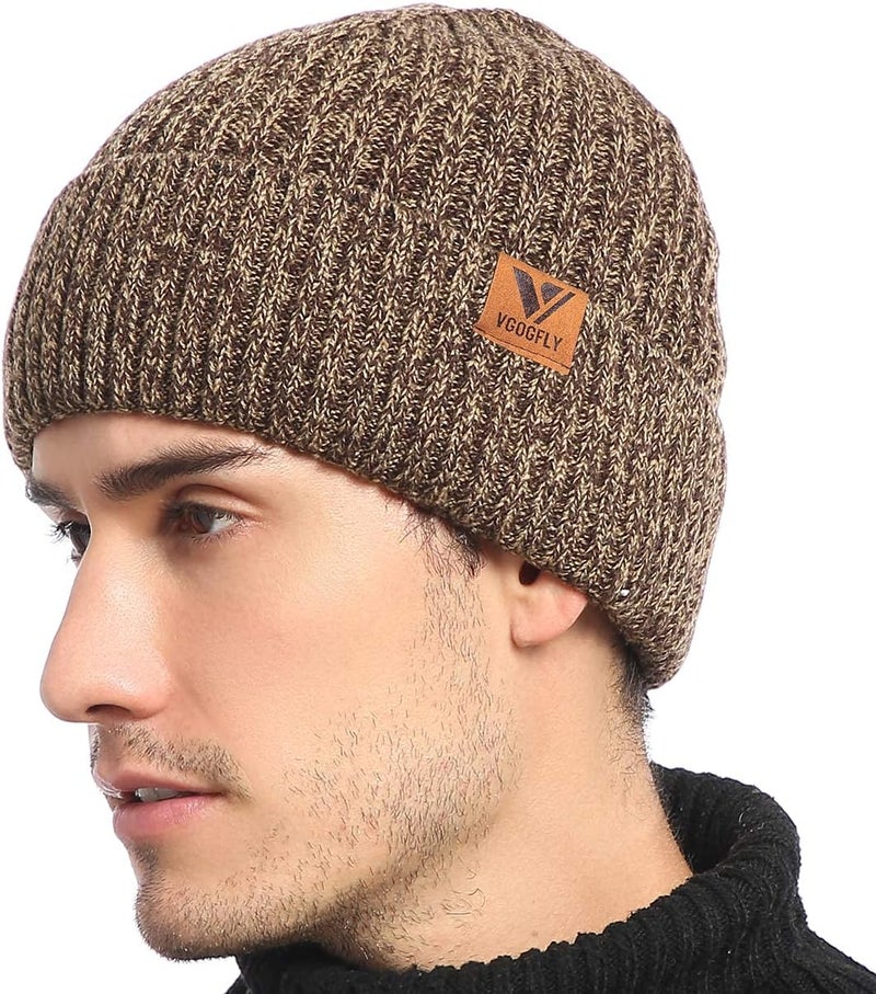 Vgogfly Lined Men Beanie Slouchy Knit Skull Cap Warm Stocking Hats Guys Women Striped Winter Beanie Hat - Image 2