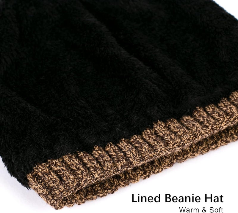 Vgogfly Lined Men Beanie Slouchy Knit Skull Cap Warm Stocking Hats Guys Women Striped Winter Beanie Hat - Image 5
