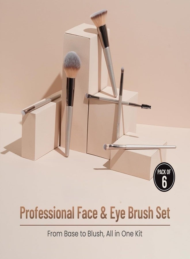 Prosopyare Makeup Brushes Sloane 6PCs Professional Make Up Brush Set Foundation Powder Blush Blending Face & Eyes Cosmetic Brushes Kit - Image 2