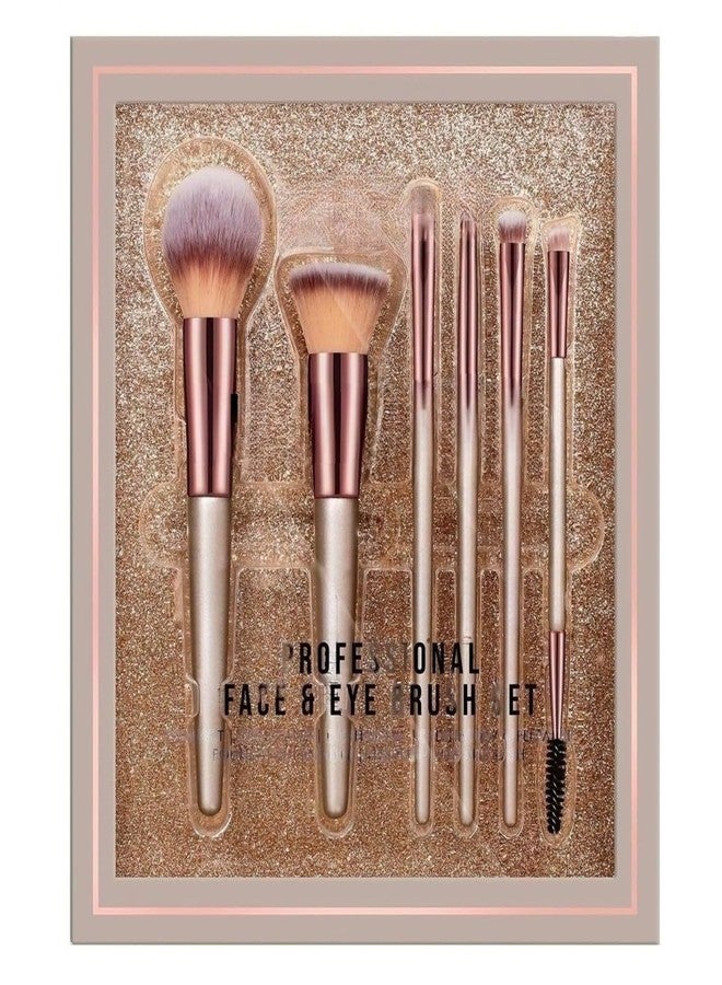 Prosopyare Makeup Brushes Sloane 6PCs Professional Make Up Brush Set Foundation Powder Blush Blending Face & Eyes Cosmetic Brushes Kit - Image 1