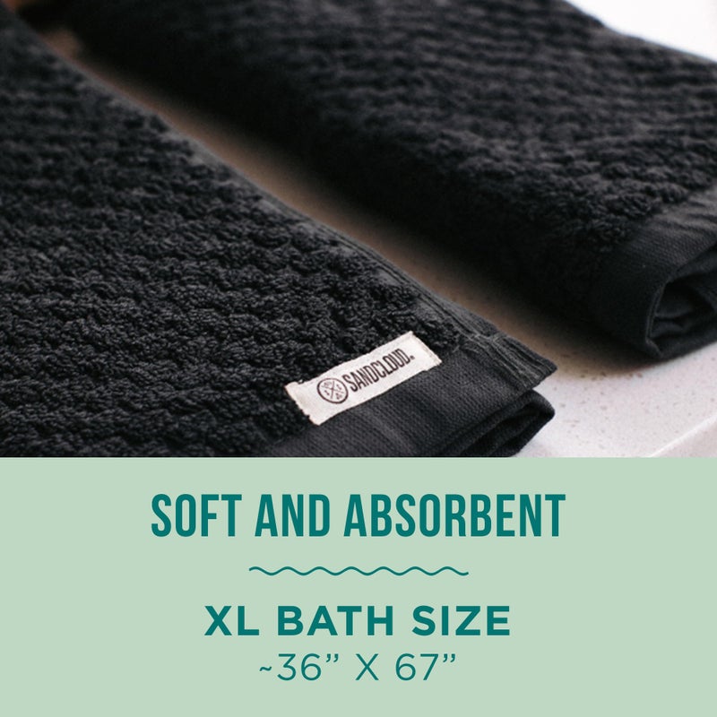 Sand Cloud Turkish Bath Towels for Bathroom, Set of 2 (Atom Charcoal, Extra Large) - Soft Linen Turkish Organic Cotton Yarn is Luxurious & Absorbent - Premium Shower & Bathroom Towels Dry Faster - Image 3