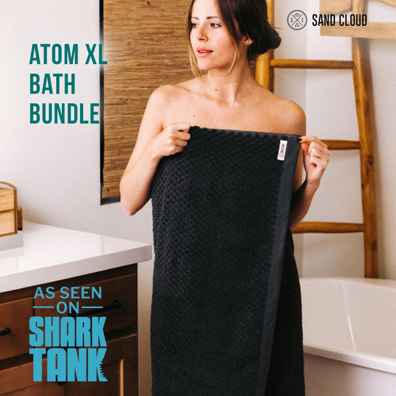 Sand Cloud Turkish Bath Towels for Bathroom, Set of 2 (Atom Charcoal, Extra Large) - Soft Linen Turkish Organic Cotton Yarn is Luxurious & Absorbent - Premium Shower & Bathroom Towels Dry Faster - Image 2