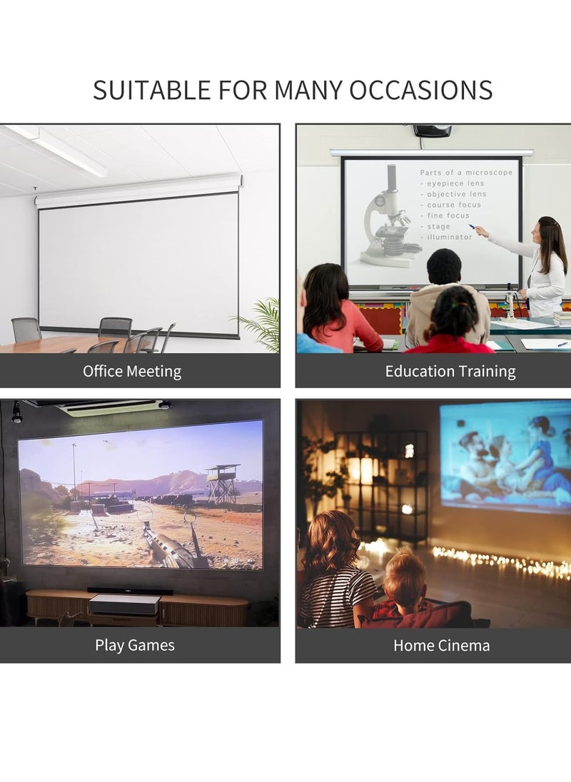 120 Inch 16:9 Wall Mount Electric Projector Screen - Motorized Projection Curtain with Remote Control For Business/School/Office/Meeting