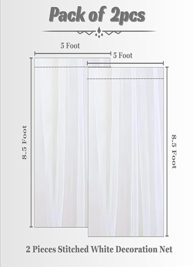 1iAM 2pcs White Decoration Net - Large Size, Stitched with Ribbon, Nylon Made, Reusable, Soft, Wrinkled Free, 8.5x5ft Each, Backdrop Net for Birthday, Anniversary, Wedding Party Decorations - Image 2