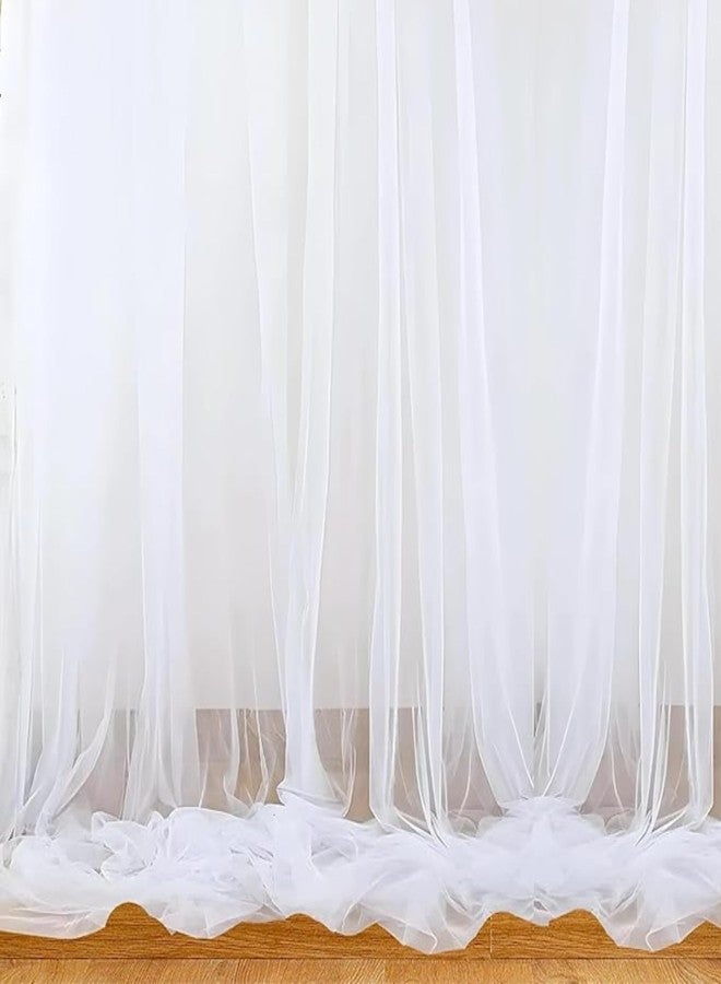 1iAM 2pcs White Decoration Net - Large Size, Stitched with Ribbon, Nylon Made, Reusable, Soft, Wrinkled Free, 8.5x5ft Each, Backdrop Net for Birthday, Anniversary, Wedding Party Decorations - Image 1