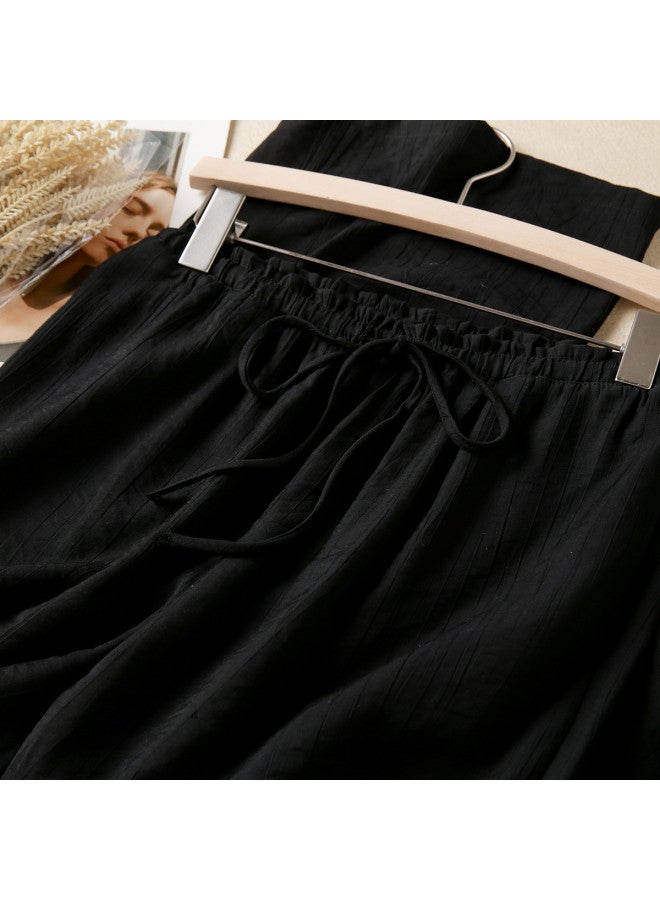 XINYANG Wide Leg Pants Women 2025 Summer High Waist Flowy Casual Trousers Slimming Straight Leg Drawstring Elastic Waist Ankle Pants - Image 4